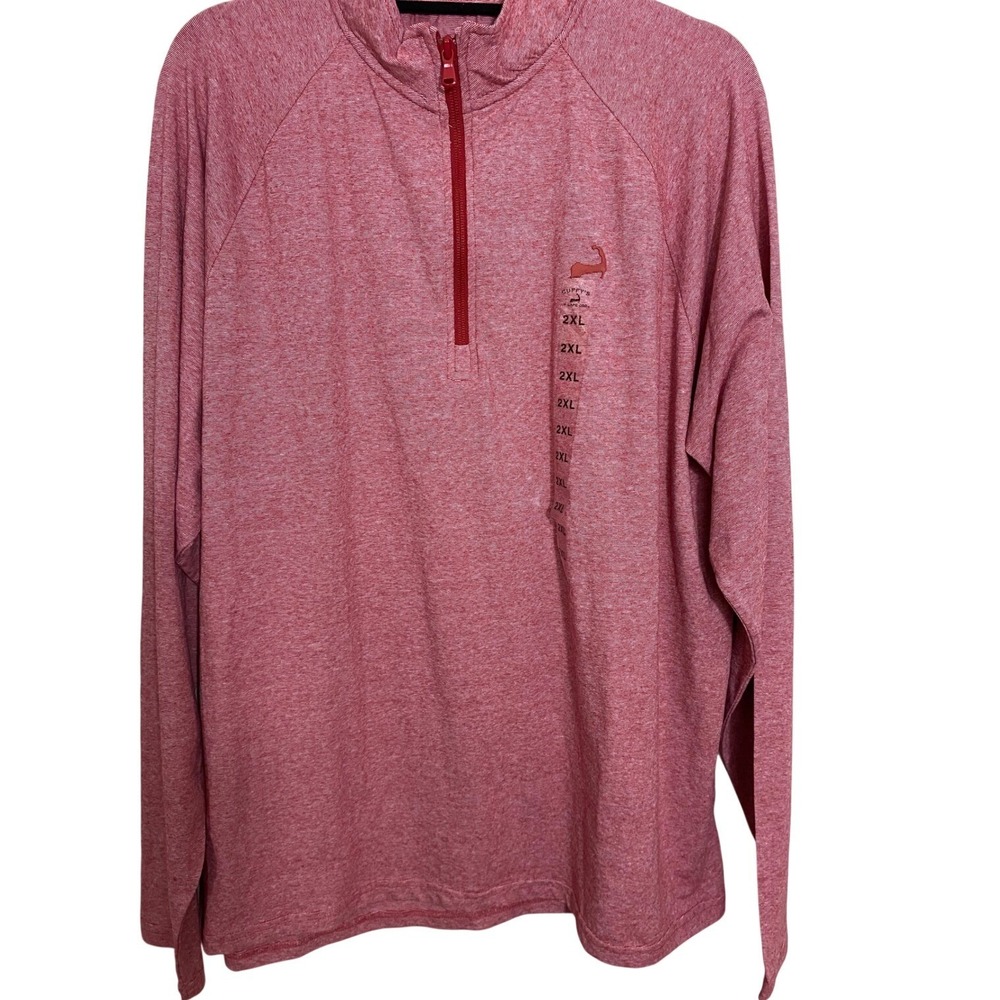 Cuffy's 1/4 Zip Pullover Mens 2XL Red Cape Cod Jersey Lightweight Stretch New
